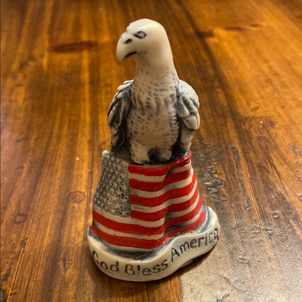 Patriotic Eagle Figurine with American Flag